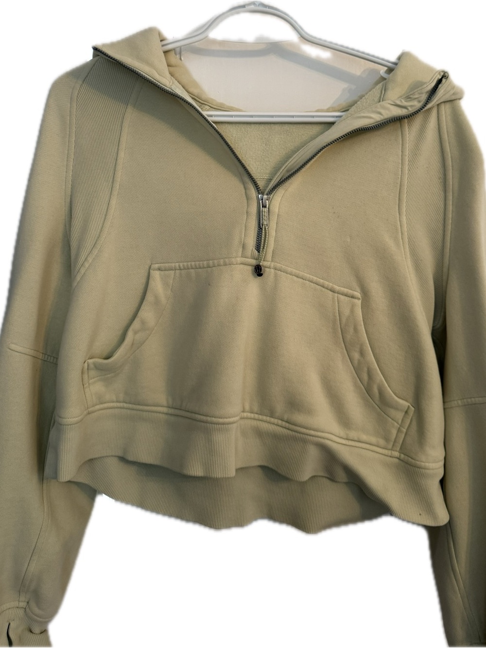 Cropped Half-Zip Lululemon scuba Hoodie - Sage Green